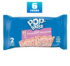 Full Box 6x Pop-Tarts Frosted Strawberry Milkshake Toaster Pastries - 3.3oz