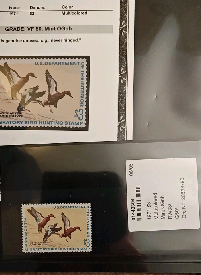 Certified PSE - ( VF ) 1971 US Federal Migratory Waterfowl Duck Stamp #RW38  - Image 4 of 4