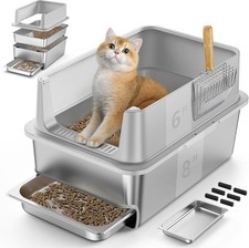 23.6x16x14'' Sifting Litter Box W/ Drawers Stainless Steel Drawer Litter Box W/