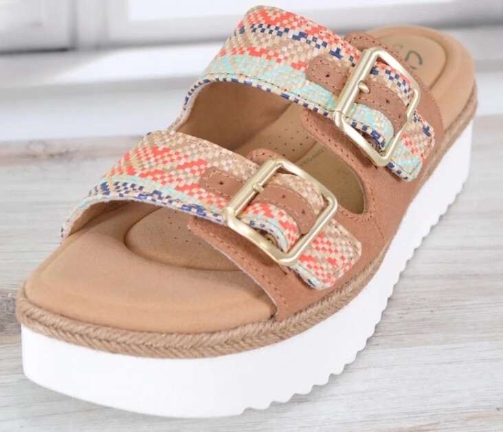 Clarks Womens Lana Beach Platform Sport Sandals Size 8 Natural Tan