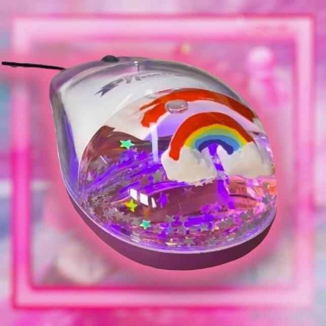 LIQUID Aqua Mouse Computer Mouse, Rainbow Floater Y2k Frutiger Aero  - USB, Cute - Image 2 of 4