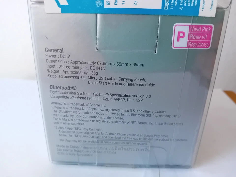 Sony SRS-BTV5 Portable Bluetooth Wireless Speaker Pink - Image 4 of 4