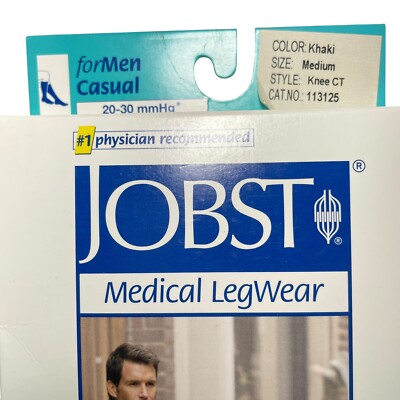 JOBST Medical Legwear Men's Medium 20-30mmhg Knee Compression Khaki NEW In Box