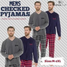 Mens Warm Pyjamas Sets Long Sleeve Brushed Thermal Nightwear Loungewear PJs Cosy
