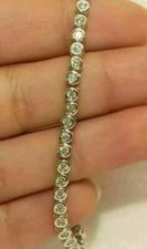 Bezel Set Tennis Bracelet 3 Ct Round Lab-Created Diamond 14K White Gold Plated
