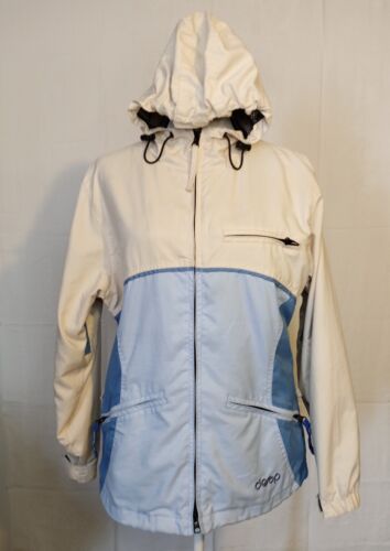 Ropa de snowboard profunda chaqueta pequeña azul y blanca con capucha con cremallera completa  - Imagen 1 de 10