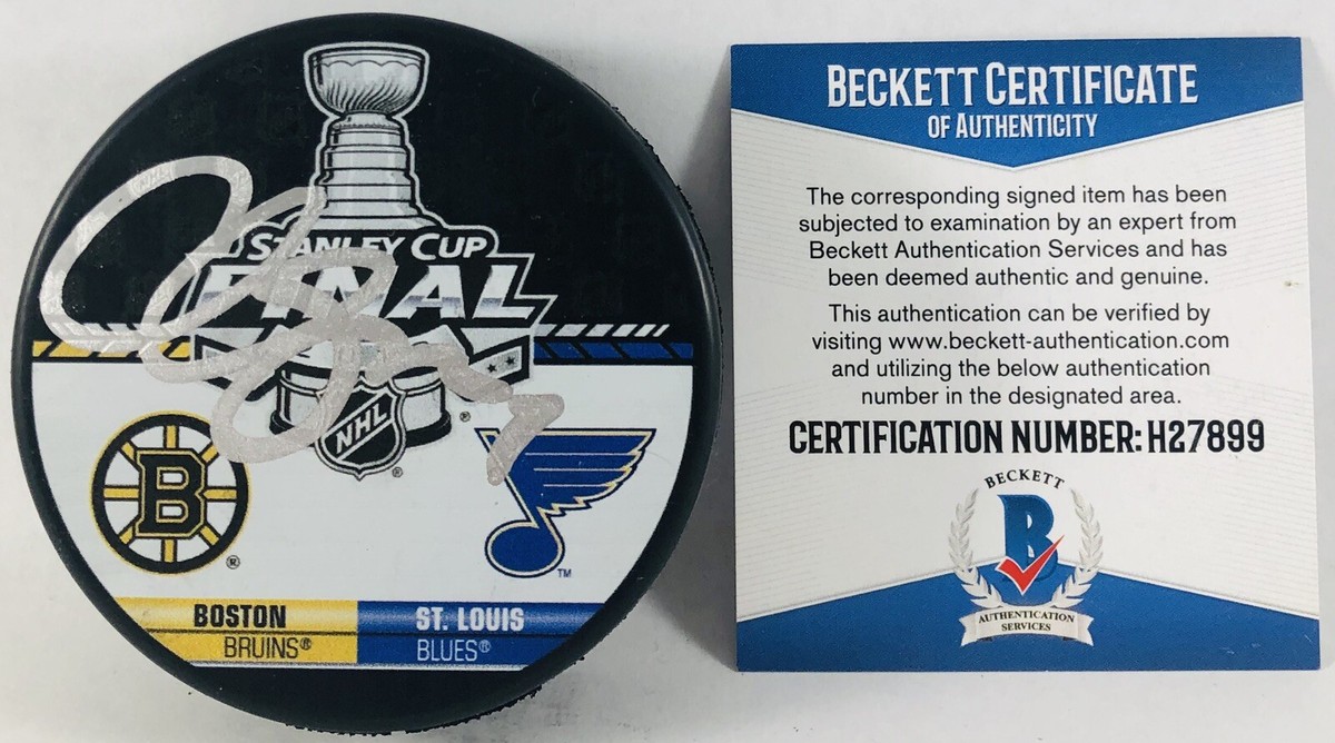CARL GUNNARSSON SIGNED 2019 STANLEY CUP FINALS DUELING PUCK ST