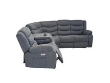 Grey Fabric Electric Recliner Corner L Shape Sofa Napoli | USB | Cup Holders