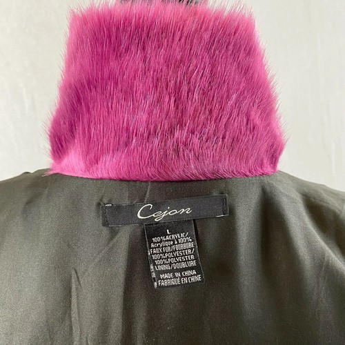 Cejon Damen Fun Pelzweste Magenta Schwarz Ombre Groß Kunstfell Vegan EUC - Bild 6 von 8