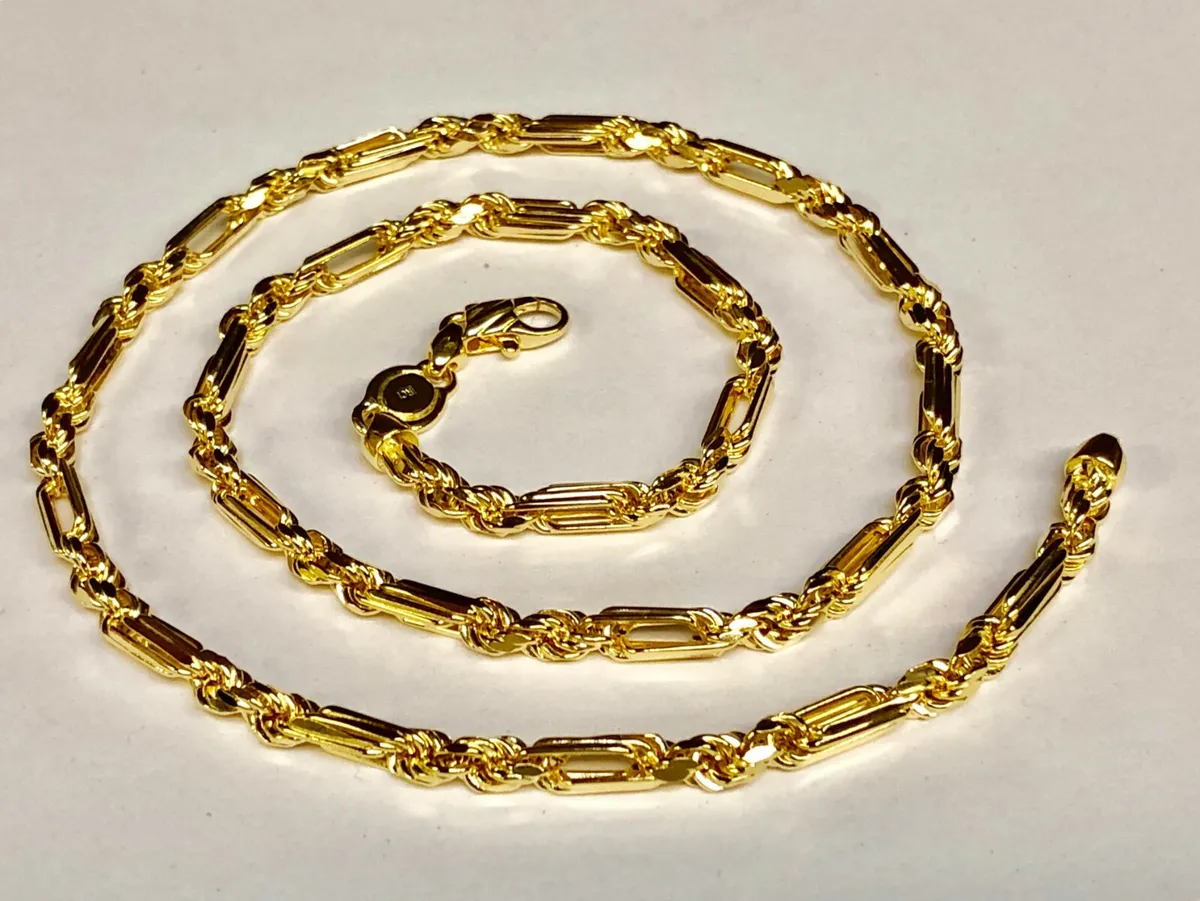 14kt Yellow Gold 24&#034; 4.3 mm Diamond Cut Figarope Chain/Necklace | eBay
