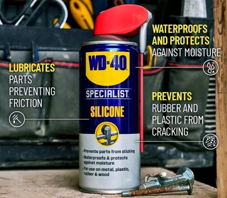 WD-40 Specialist Silicone Lube Repel Moisture Dust Grime Smart Straw Spray 250ml