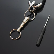 Quick Release Keychain Dual Detachable Pull Apart Key Ring with Fob U / D Buckle