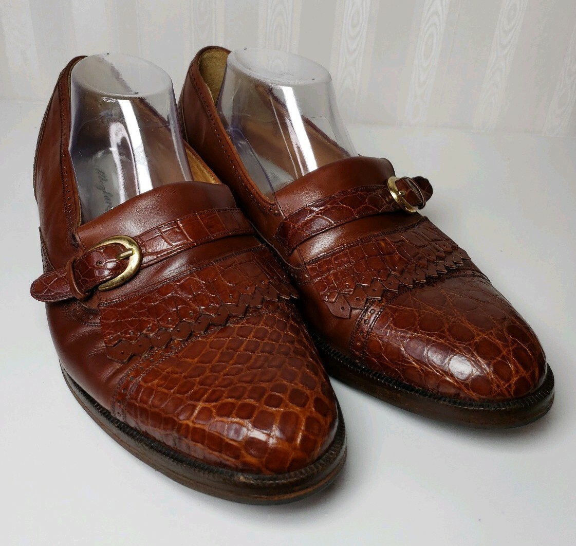 MEZLAN Mens Sz 10.5 M Genuine Crocodile Cap Toe Loafer 