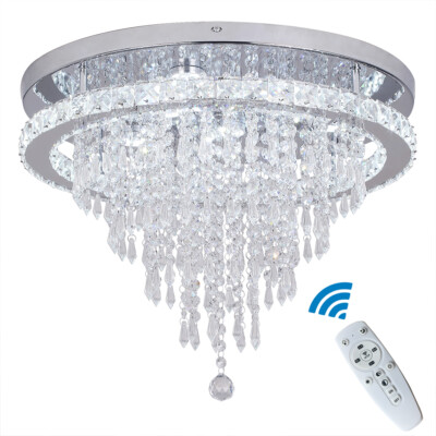 Modern LED Ceiling Light Dimmable Crystal Chandelier Bedroom Living Room Remote