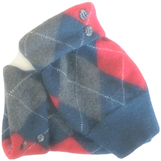 FINGERLESS GLOVES BLUE GRAY RED MERINO WOOL S - M SMALL MEDIUM ARM WARMERS CUFFS