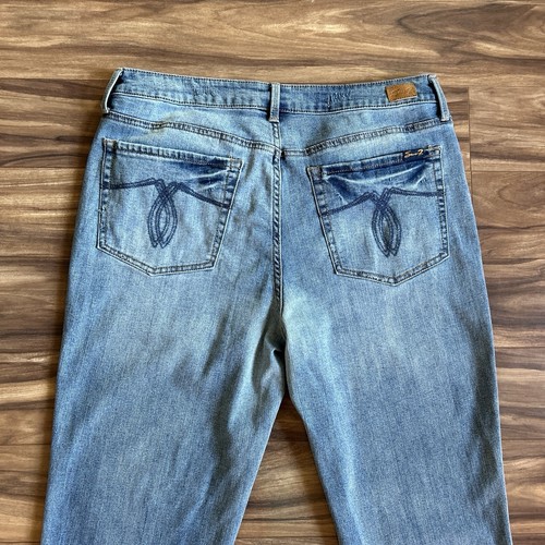Seven7 Womens Jeans 12 Blue Weekend Easy Fit Boyfriend Straight Cropped Raw Hem - Picture 5 of 16