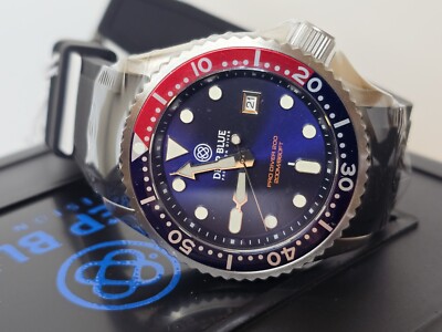 Deep Blue 41mm Pro Sea Diver 200 Quartz Silicone Strap Watch