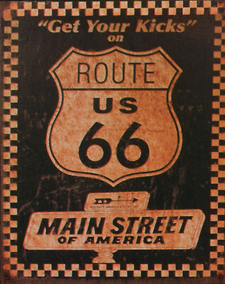Blechschild ''Route 66'' US Mainstreet Tankstelle Werkstatt Diner Bar 25x20cm Neu