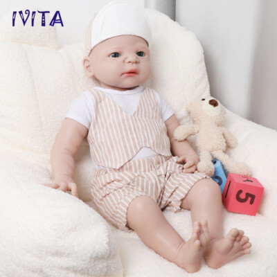 IVITA 54cm Vollsilikon Reborn Baby Junge Handgemachte Silikonpuppe Säugling