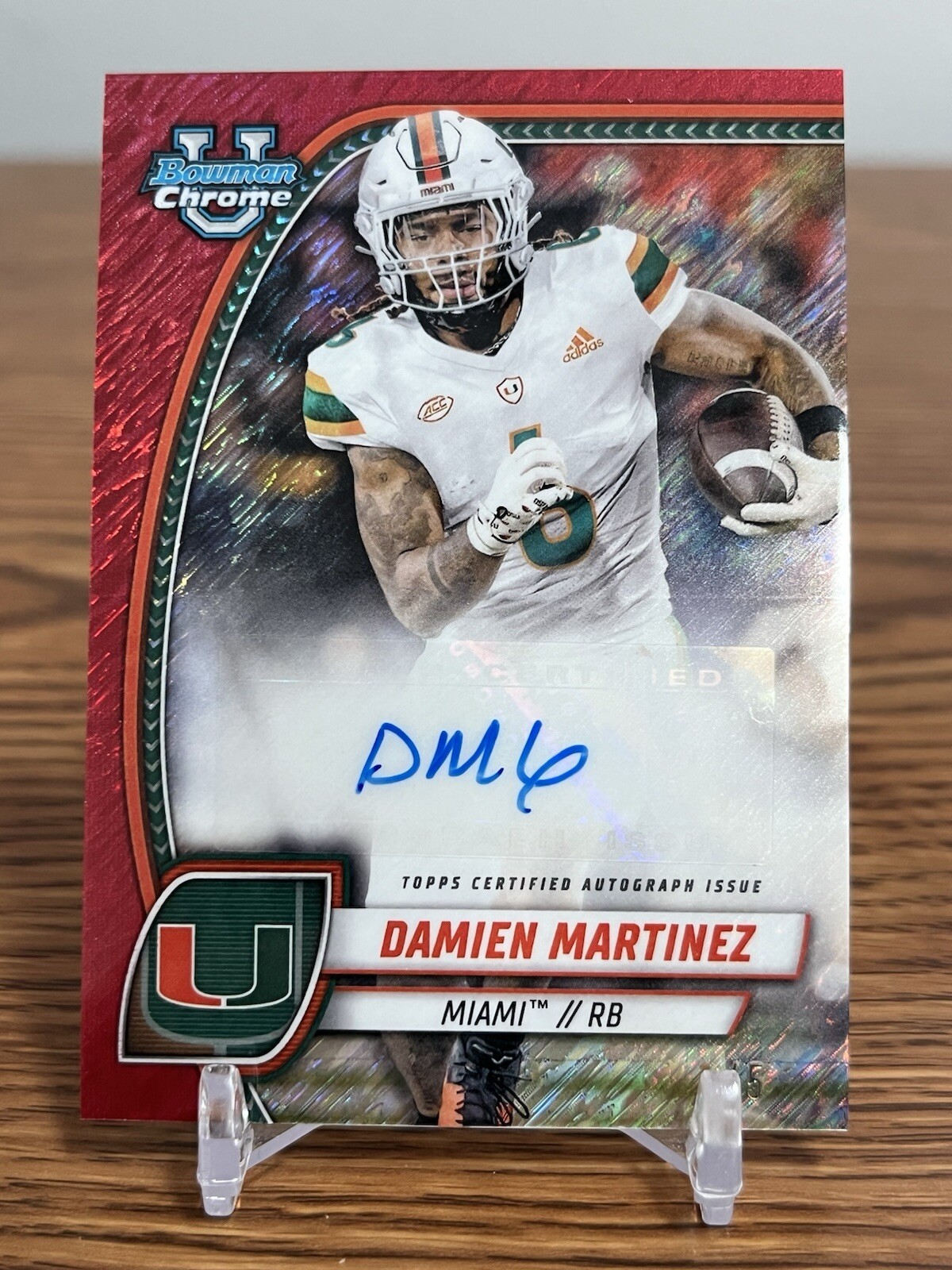2024 Bowman Chrome University Damien Martinez Red Shimmer Auto /5 #PA-DMA Miami