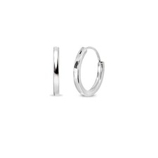 Sterling Silver Endless 14mm Square-Tube Round Unisex Small Hoop Earrings