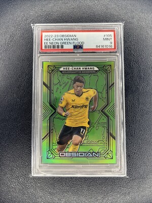 2022-23 Panini Obsidian Soccer Hee-Chan Hwang EE Neon Green Flood /3 PSA Wolves 