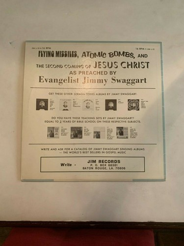 Vintage Jimmy Swaggart Flying Missiles Atomic Bombs 2nd Coming Of Jesus Record - Picture 2 of 4