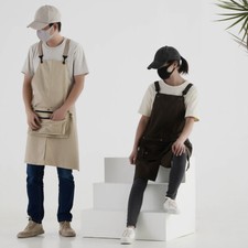 Unisex Baumwolle Leinen Schürze Wasserfest Küche Kochen BBQ Cafe Gastronomie /