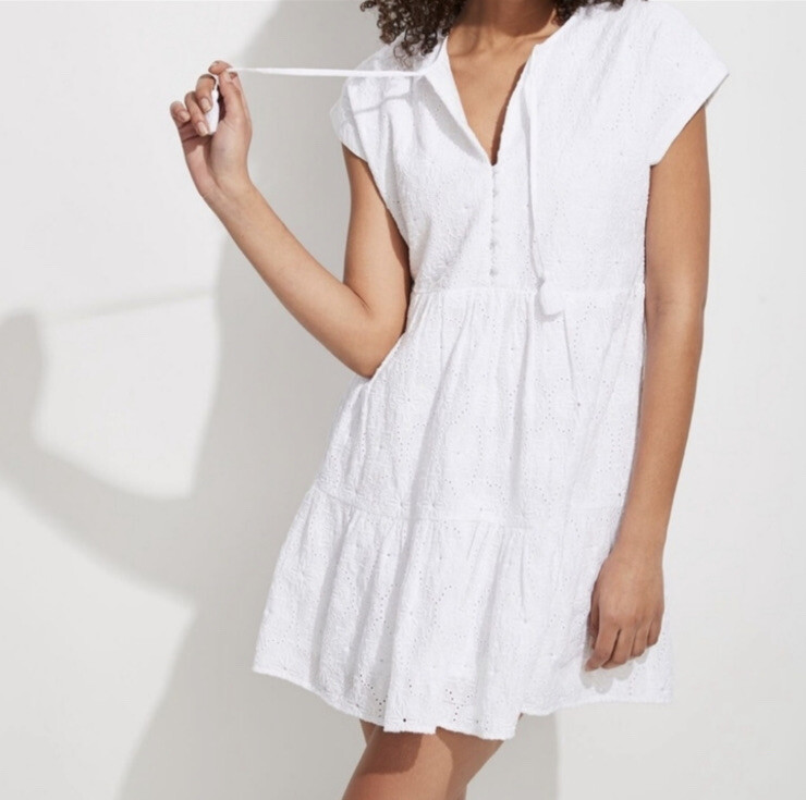 Vineyard Vines White Eyelet Tiered Swing Mini Dress B… Gem