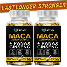 Male Health Capsules Maca Root 10000mg, Ashwagandha,Panax Ginseng Extract 2 PACK