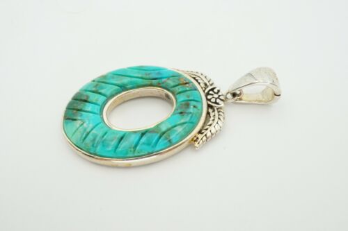BBJ Sterling Silver 925 Turquoise Hinged Bail Pendant - Picture 3 of 8