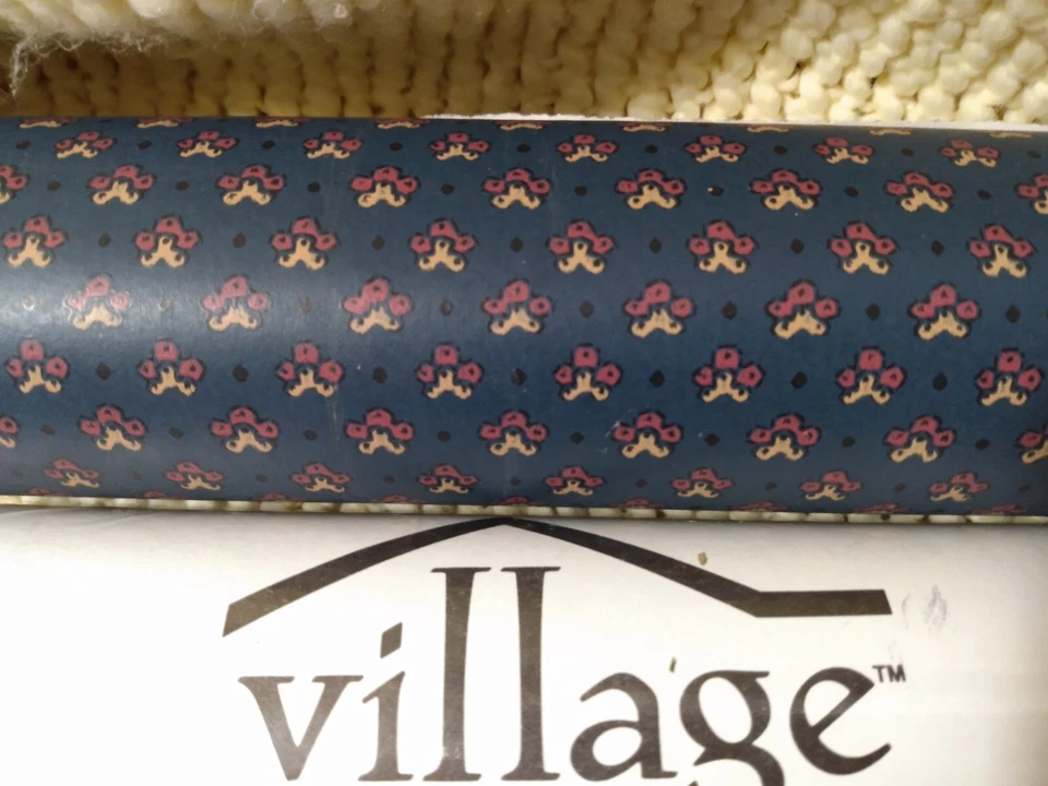 Lote de 4 rollos de papel tapiz vintage Village azul oscuro impreso #581692 vinilo prepegado Foto 3 de 4