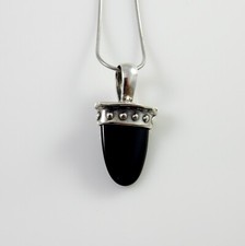 One of a Kind Sterling Silver Black Onyx  Bullet Pendant