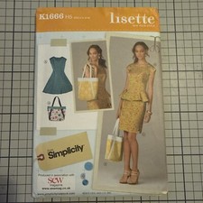 Simplicity UNCUT 1666 Lisette Sewing Pattern Dress Skirt Bag Top 6 8 10 12 14