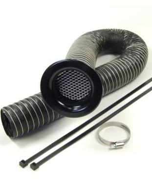 Revotec 2.5'' / 63mm x 1 Metre Neoprene Cold Air Feed Intake Kit Black Trumpet