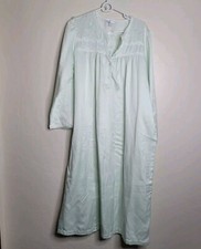 Miss Elaine Nightgown Satin Large Mint Green Satin Lace Embroidered LS
