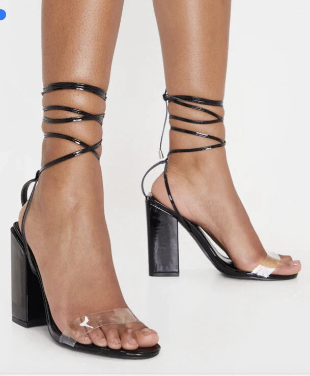 Wide fit store black block heels