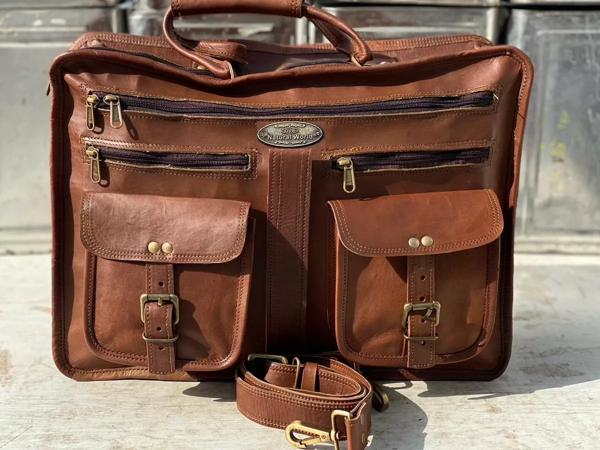 Homme Cuir Vintage Voyage Valise Sac paule Ordinateur Portable Porte Documents