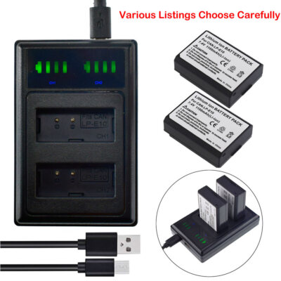 LP-E10 Battery Pack / DUAL Charger for Canon Rebel T6 T7 1500D 1300D Camera