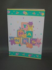 Vintage Baby Thank You Cards w/Envelopes - Baby Blocks/Animals - Set of 8 - NEW