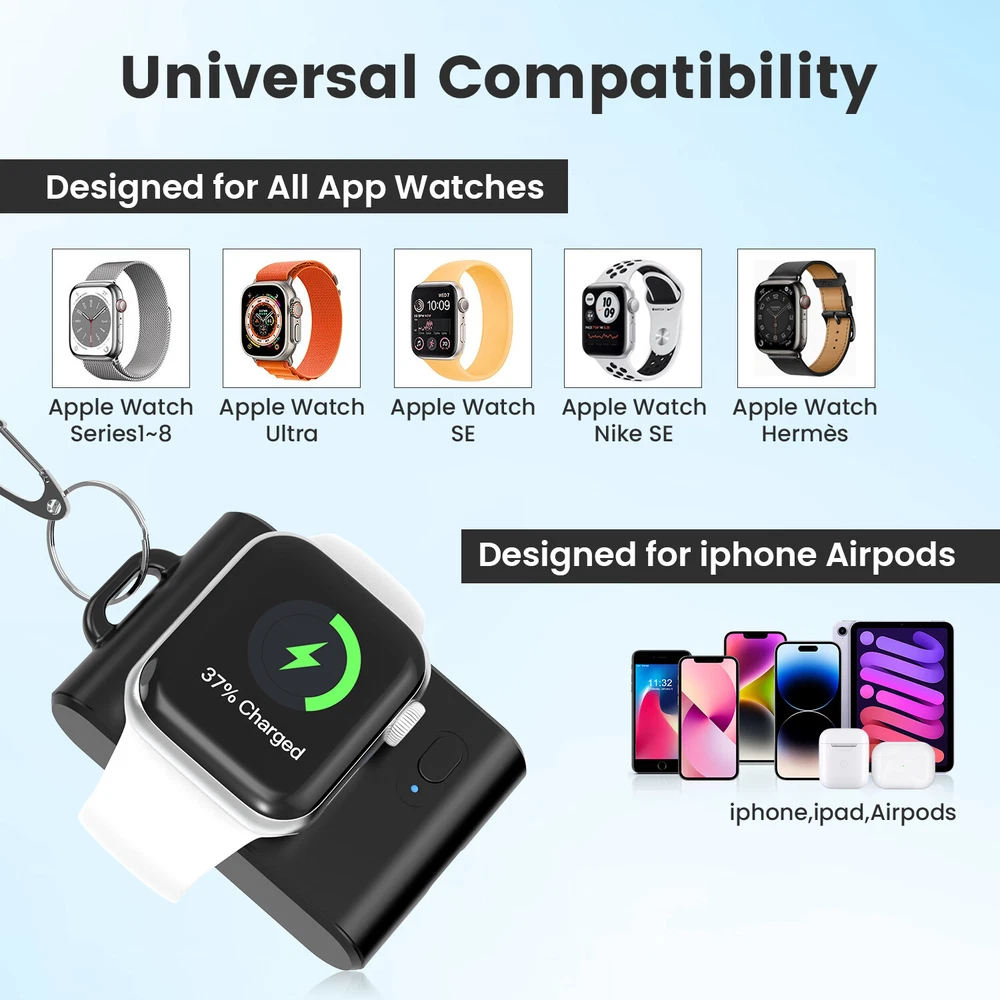 Power Bank for Apple Watch Magnetic Travel Smart iWatch Charger Universal