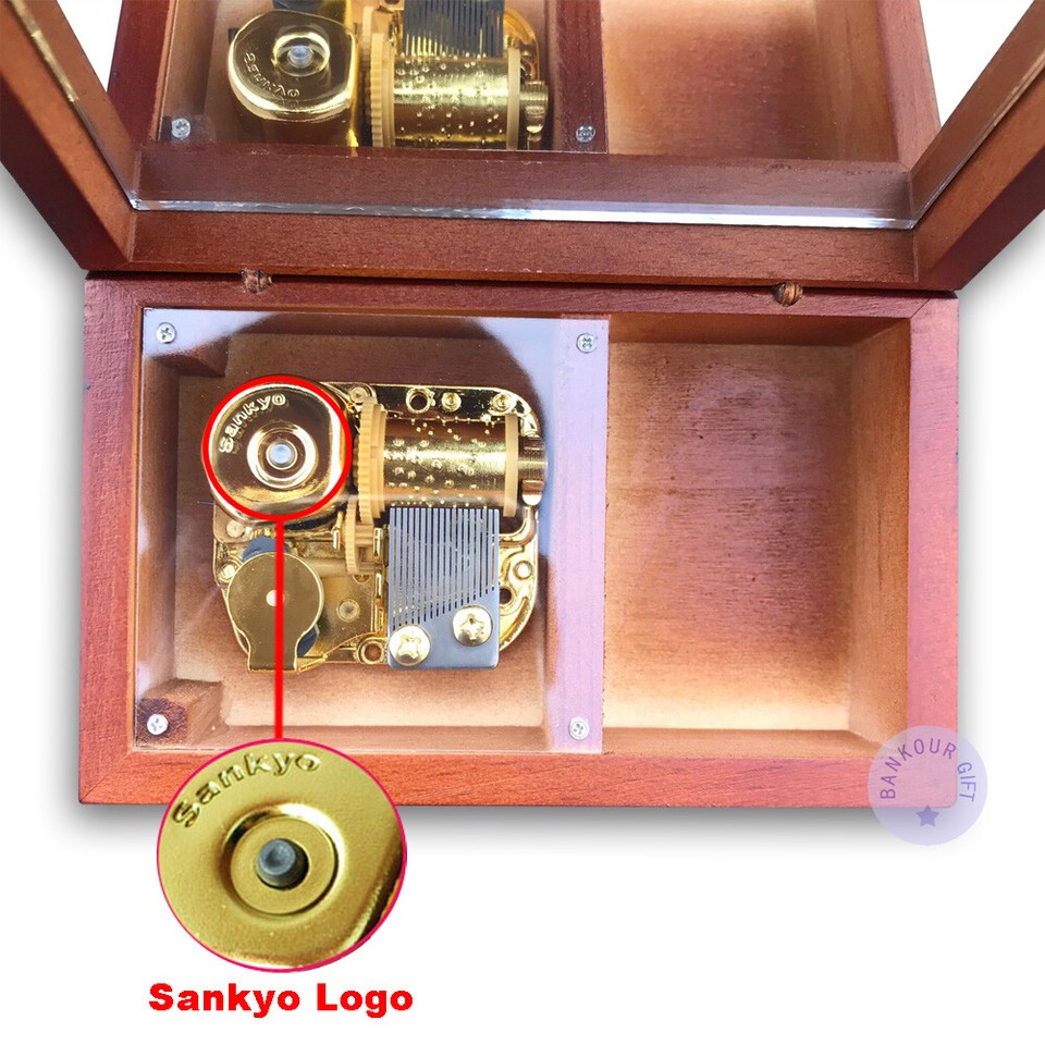 "Can't Help Falling in Love" Wooden Sankyo Music Box With an Antiqued