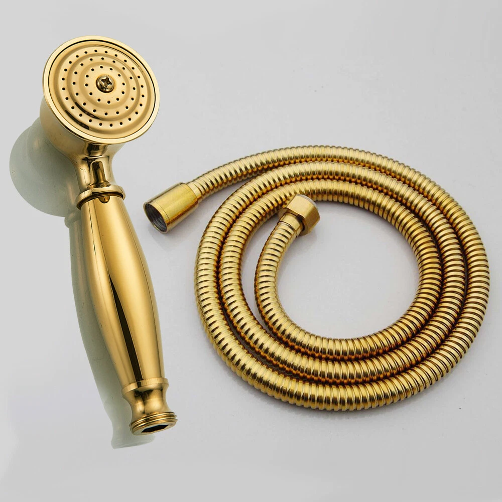 Luxury Gold Telephone Style Bathroom Hand Held Shower Head with 1.5m Hose