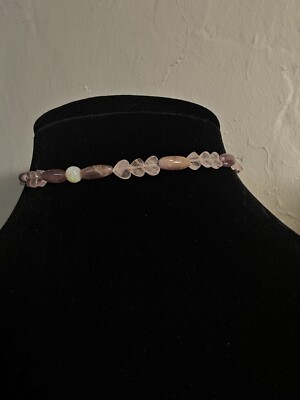 Kleine Mädchen Schmuck 13 Zoll Sterlingsilber Halskette Herzform Rosenquarz und