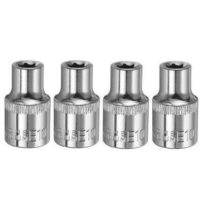 4pcs E-Torx Socket 1/2'' Drive E10 External Torx Deep Socket 1.5'' Star Sockets