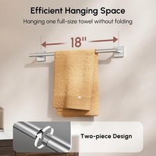 18" Brushed Nickel Towel Bar, 304 Stainless Steel Wall Mount, Square Base
