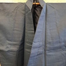 Boro Japanese Kimono Aged Textile Robe Men Tsumugi Silk Navy Blue Pattern Japan