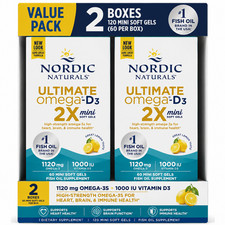 Nordic Naturals Ultimate Omega D3 Minis Lemon 60 Soft Gels Pack of 2