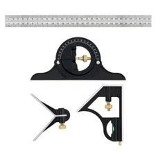 12" SS COMBINATION PROTRACTOR TRI-SQUARE RULER LEVEL MULTI-PURPOSE US