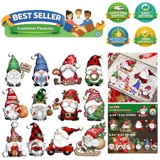 24 Pieces Christmas Gnome Wooden Hanging Ornaments, Wood Hanging Decor for Ch...